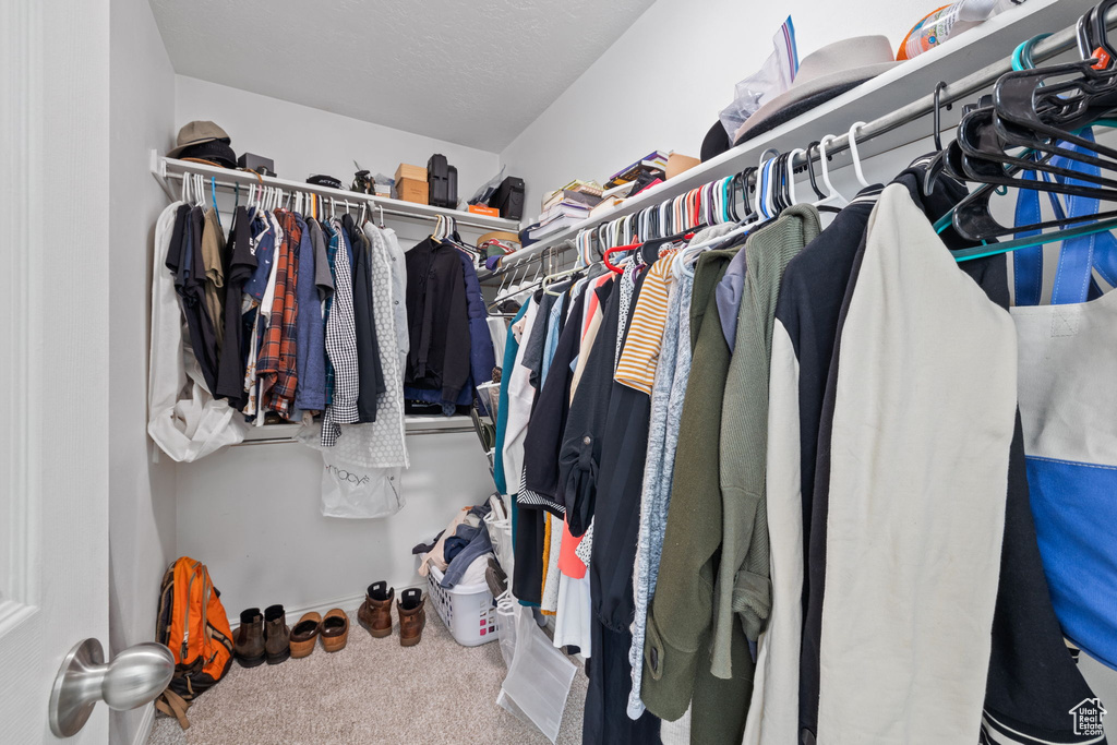 Walk in closet featuring carpet