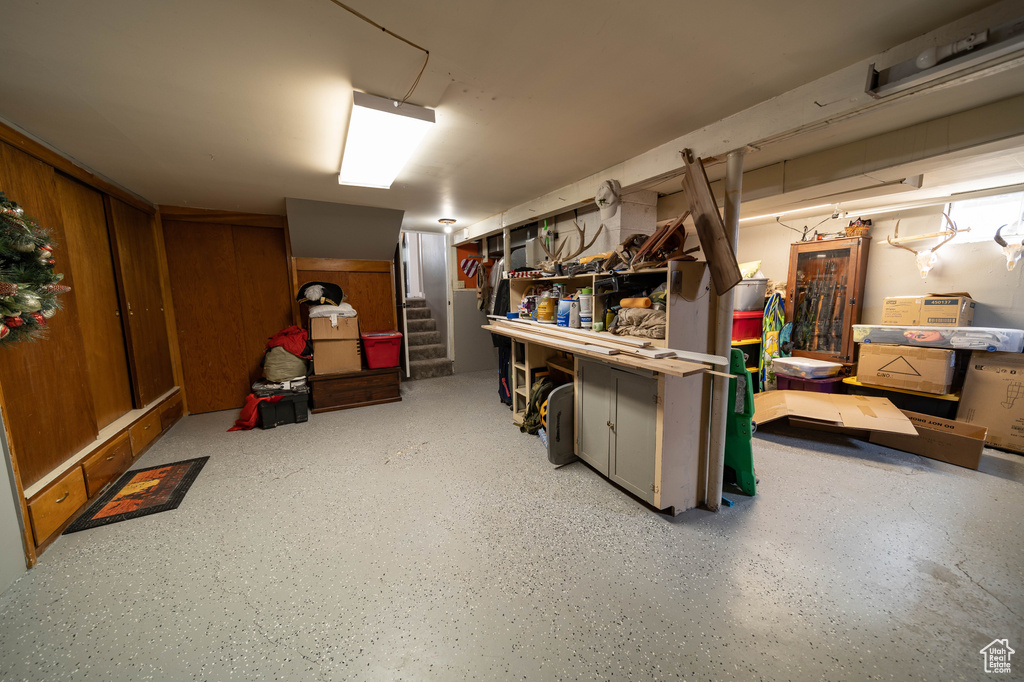 Finished basement with stairs