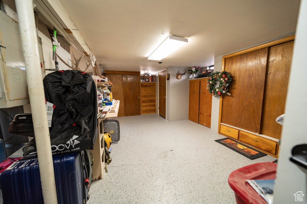 View of finished basement