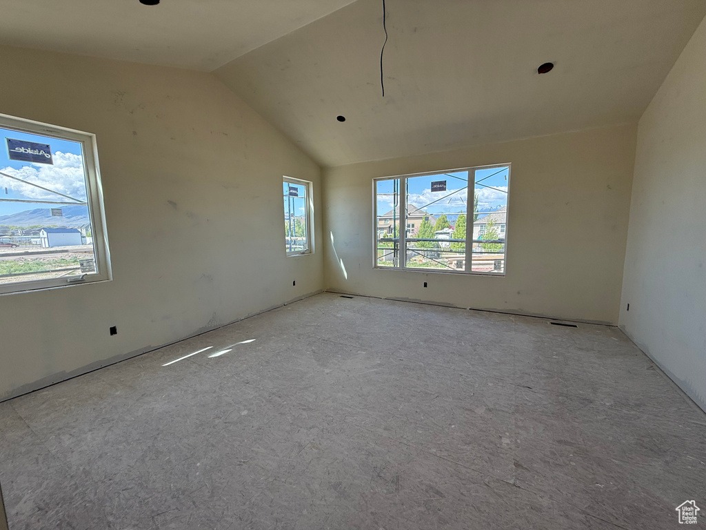 Spare room with lofted ceiling