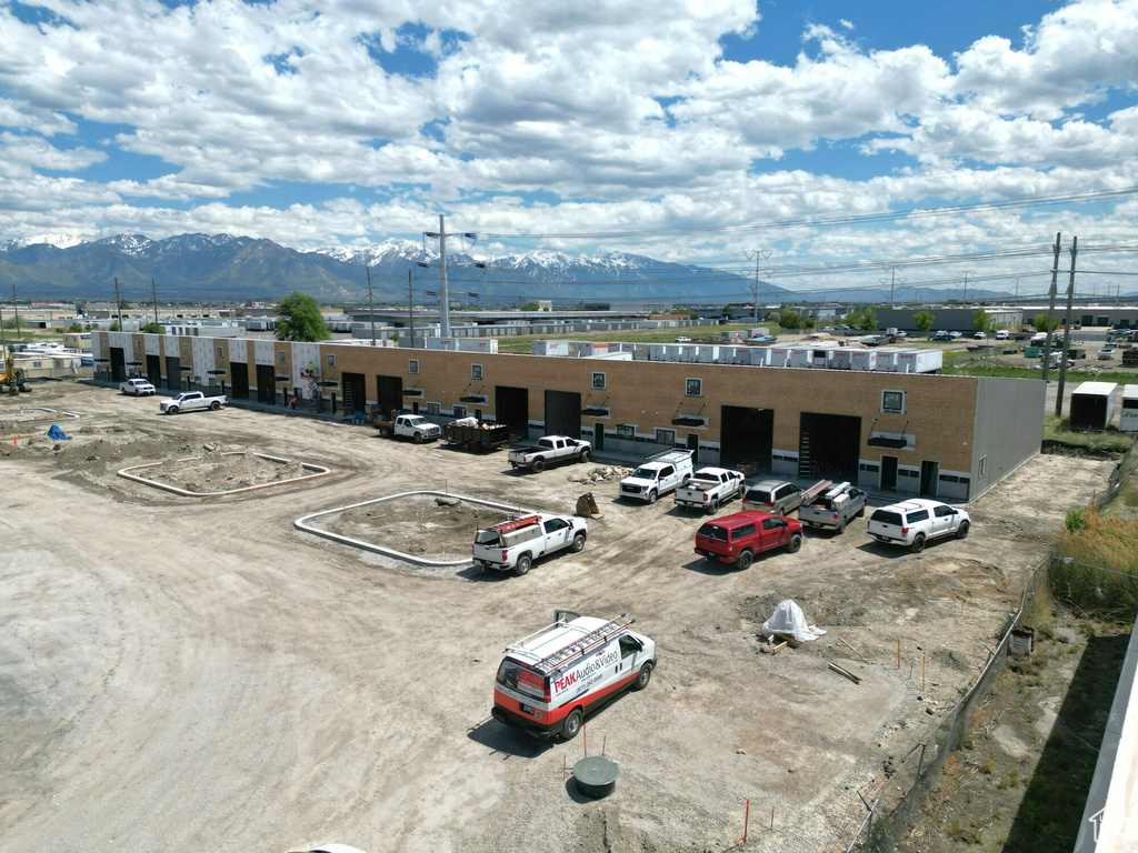 Drone / aerial view of a mountain backdrop
