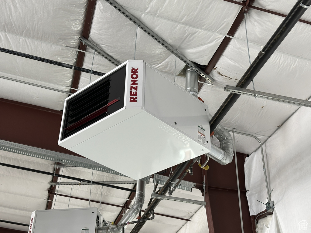 Garage view of a heating unit