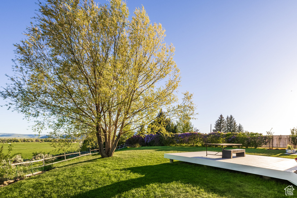 View of community featuring a wooden deck