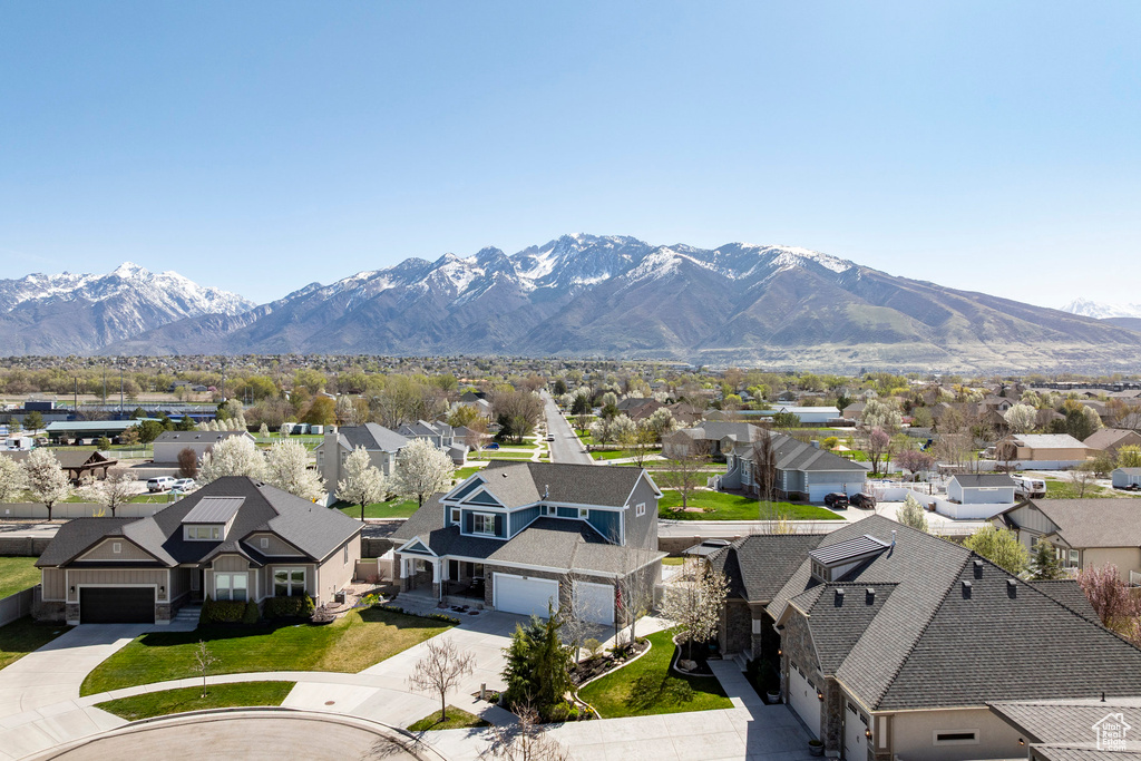 Property view of mountains featuring a residential view