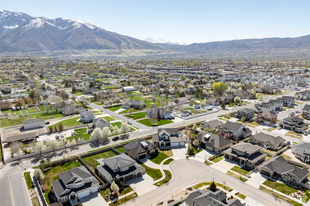 Bird's eye view with a mountain view and a residential view