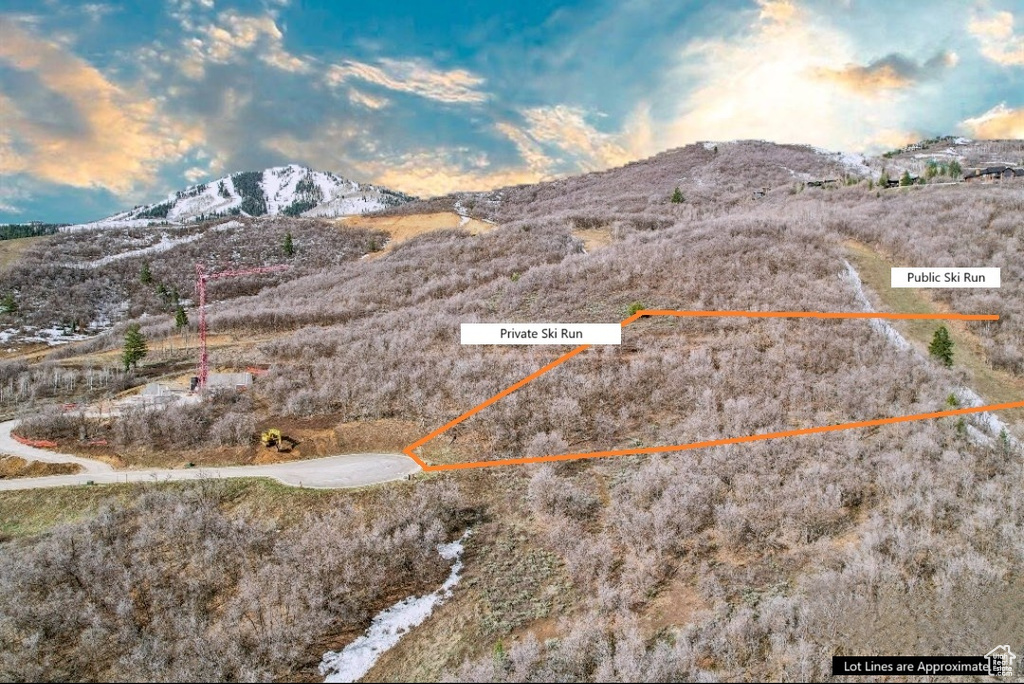 Aerial view with a mountain view