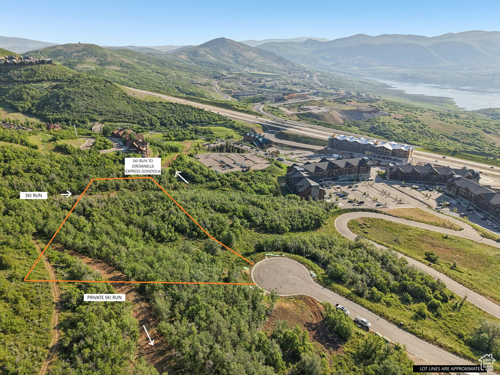 Drone / aerial view of a mountain backdrop