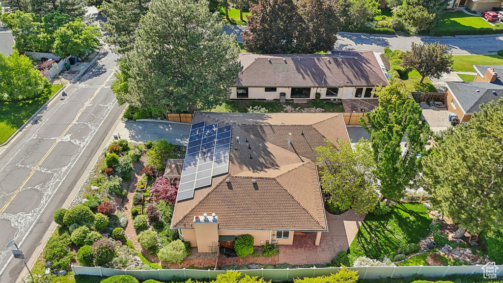 Aerial perspective of suburban area