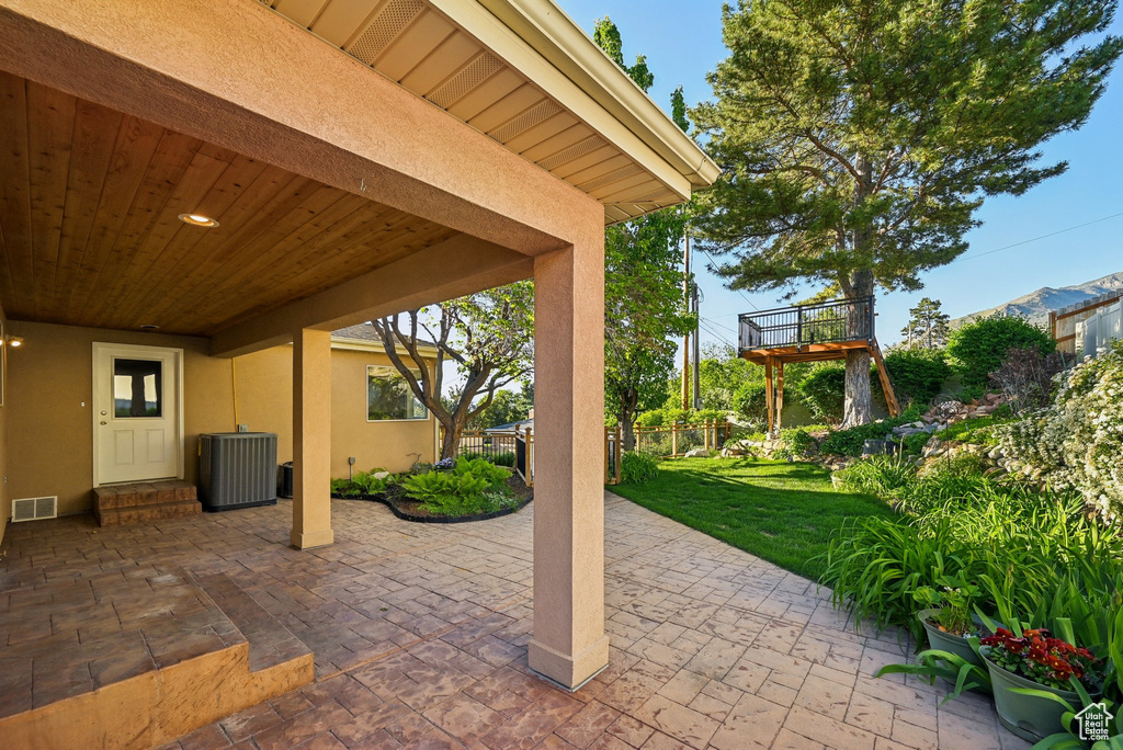 View of patio with central AC