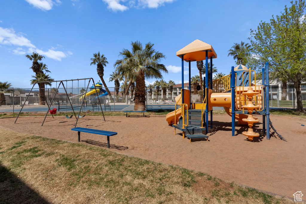 Community play area with fence