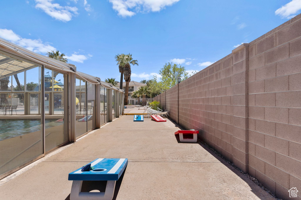 Exterior space featuring fence