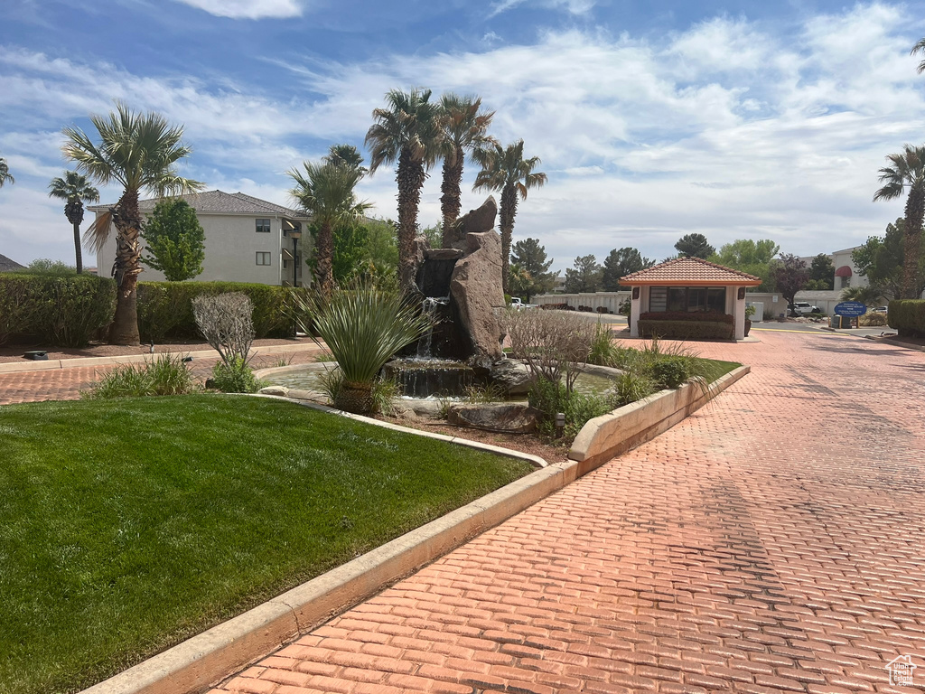 Exterior space with a gazebo