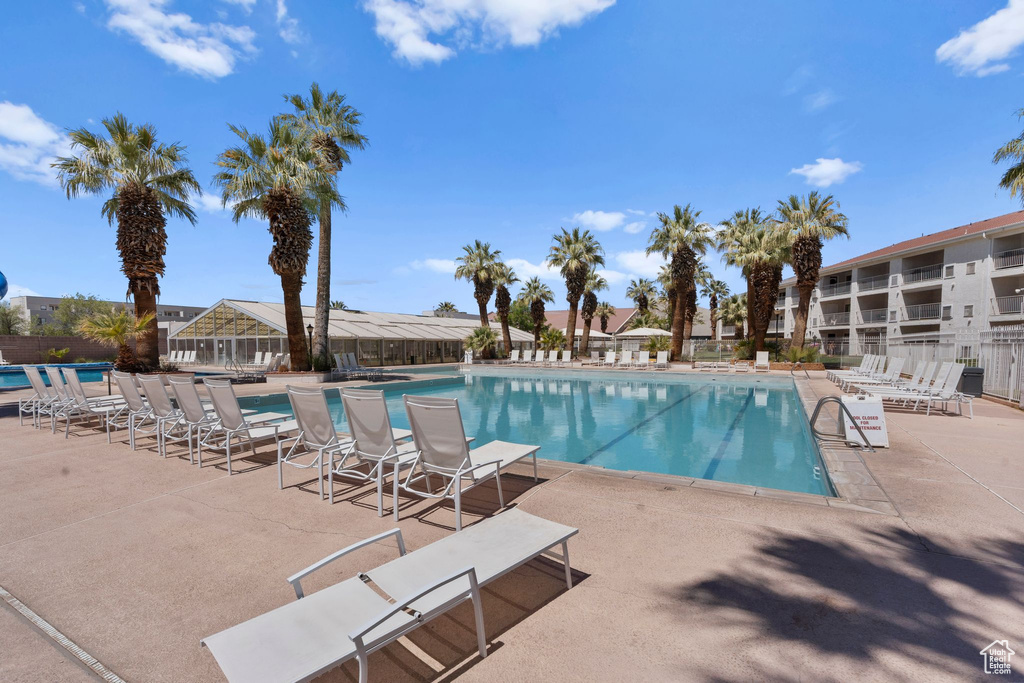 Pool featuring a patio area
