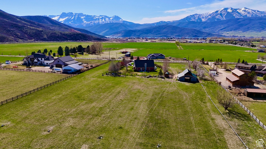 Drone / aerial view featuring a rural view and a mountain view