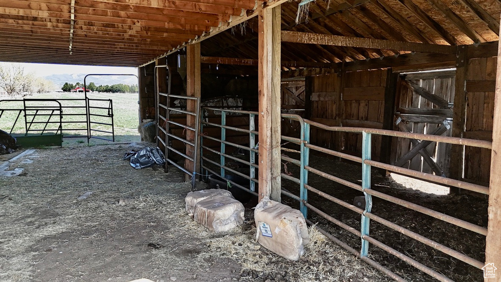 View of horse barn