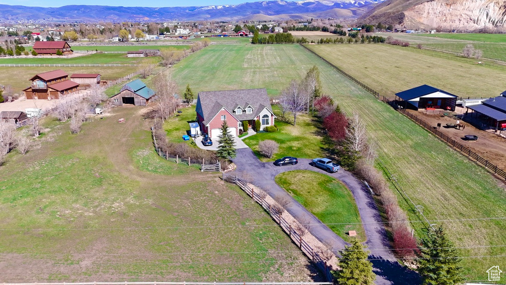 Drone / aerial view with a rural view and a mountain view