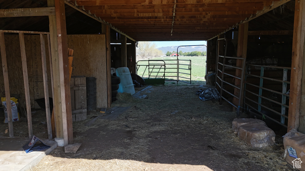 View of horse barn