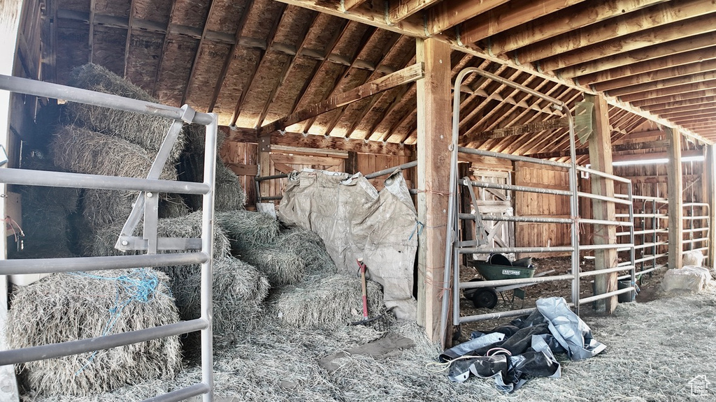 View of horse barn