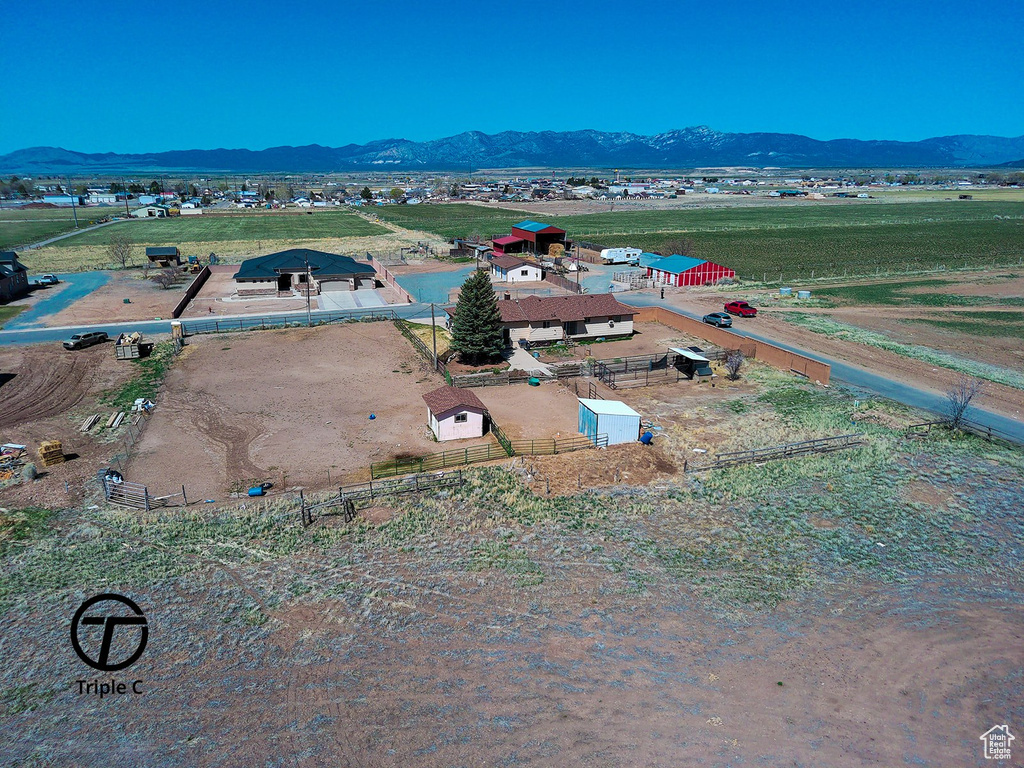 Aerial view featuring a mountain view
