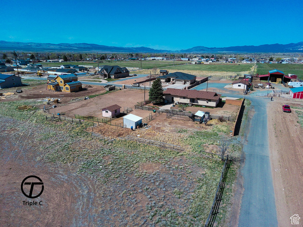 Aerial view featuring a mountain view