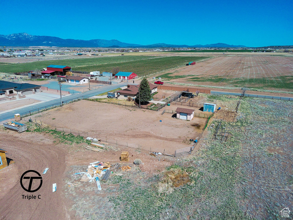 Bird's eye view with a rural view and a mountain view
