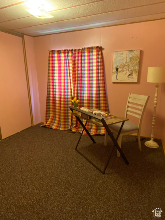 Dining space with carpet floors
