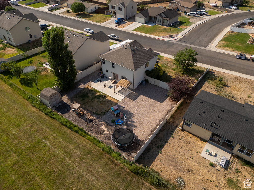 Aerial perspective of suburban area