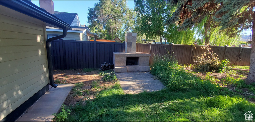 View of yard featuring a fenced backyard