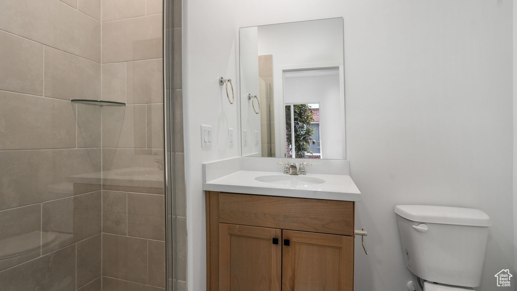 Full bathroom featuring vanity and a stall shower