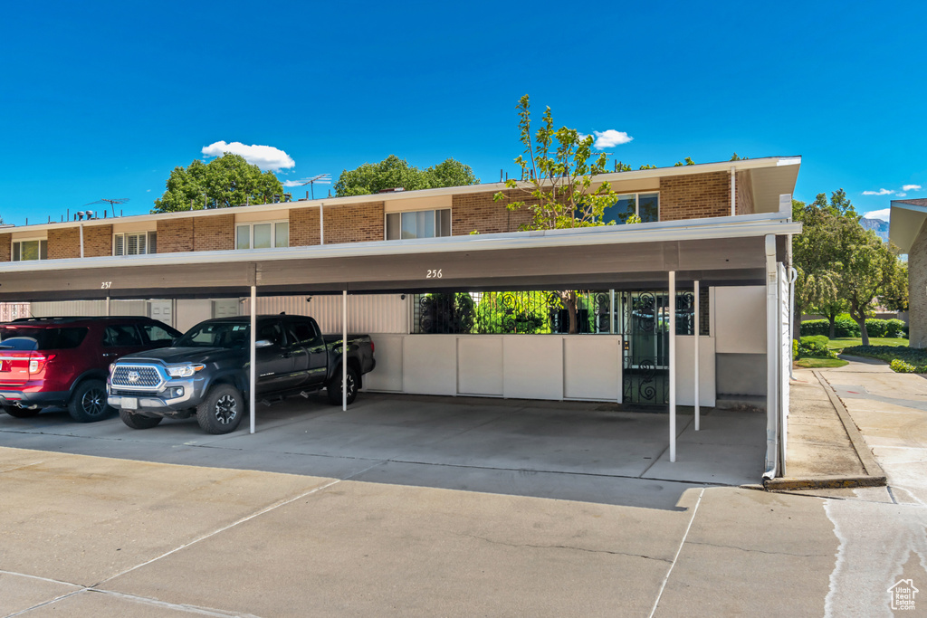 View of covered parking lot