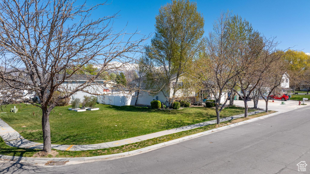 View of road with sidewalks and curbs