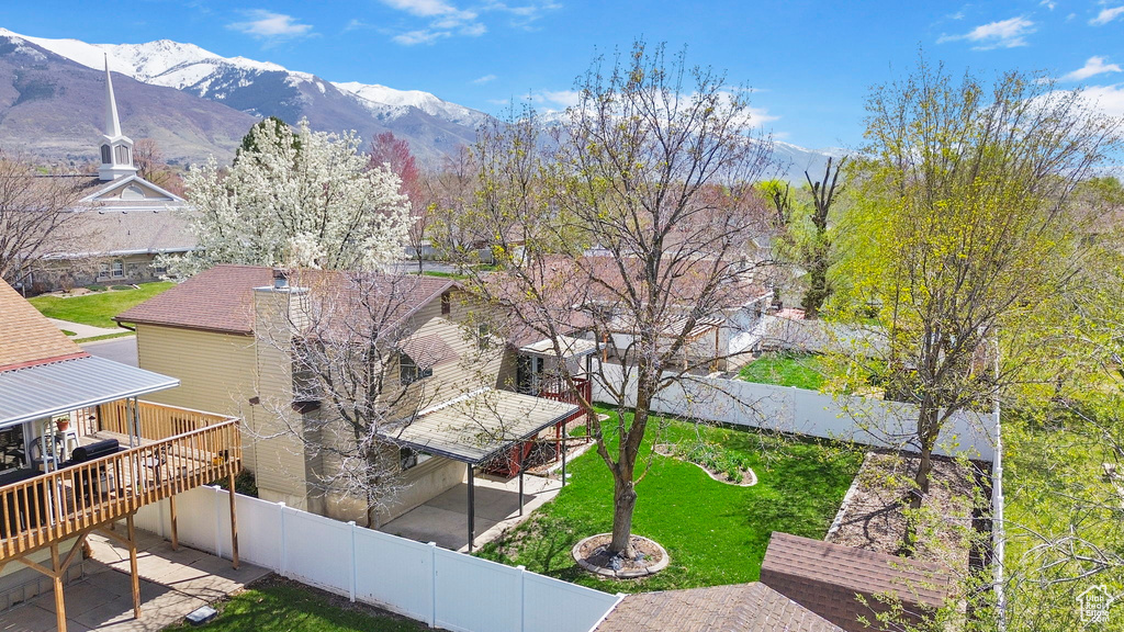 Exterior space featuring a mountain view