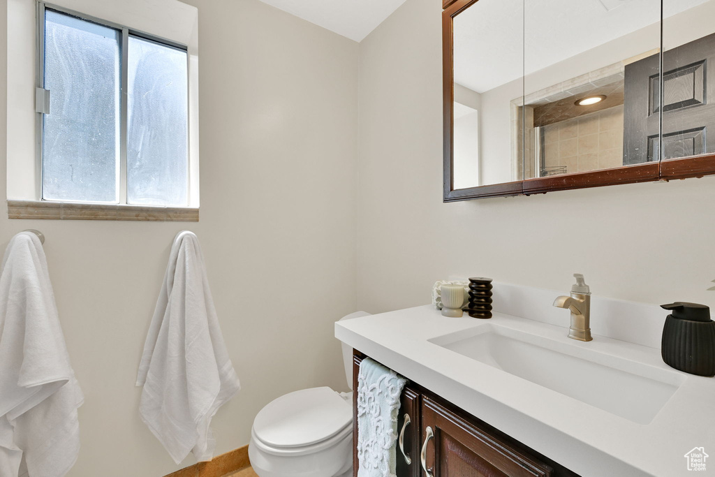 Bathroom with vanity and toilet