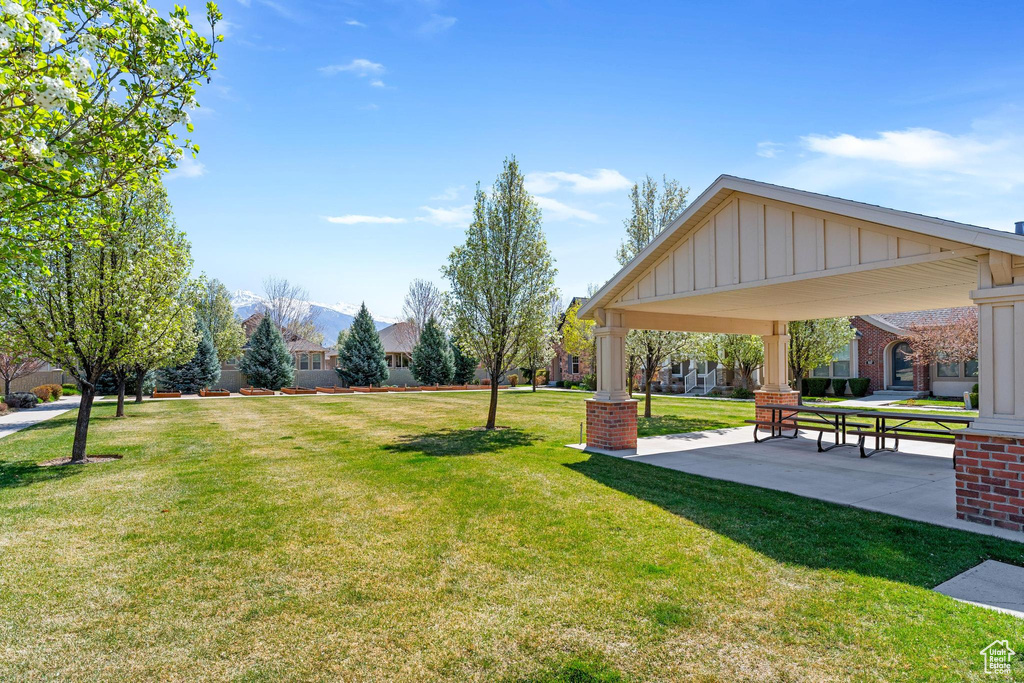 Surrounding community featuring a yard, a gazebo, and a patio area