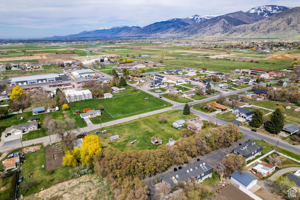 Drone / aerial view with a mountain view