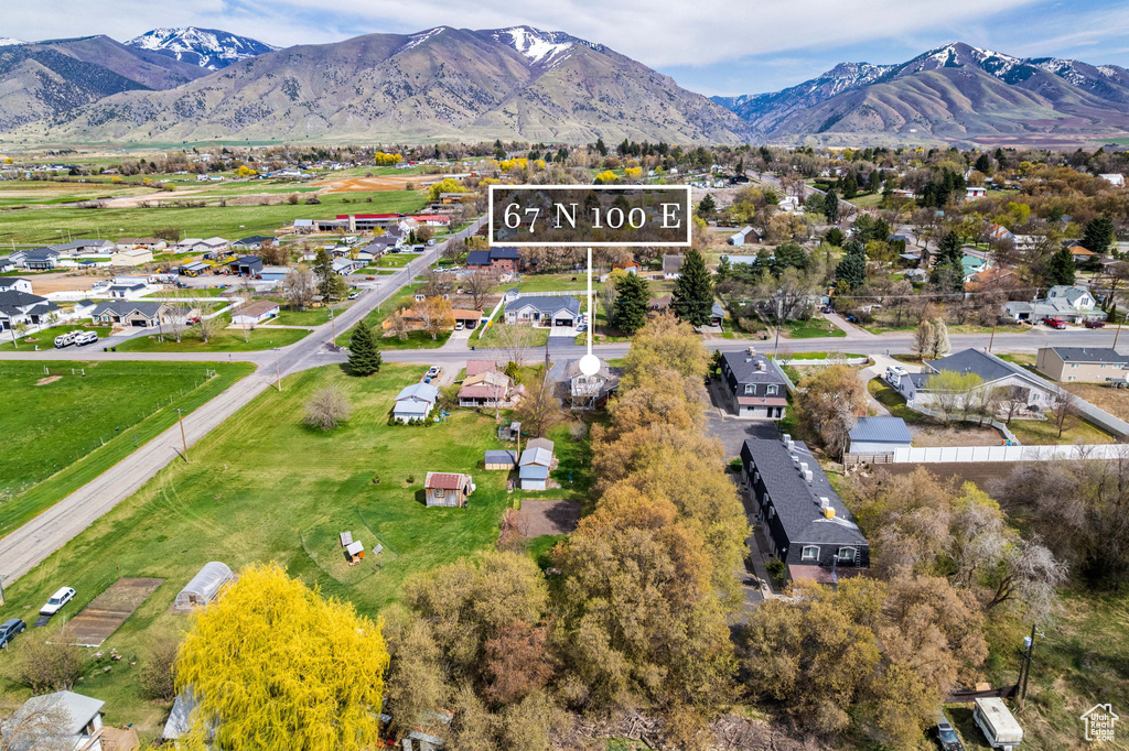 Drone / aerial view with a mountain view