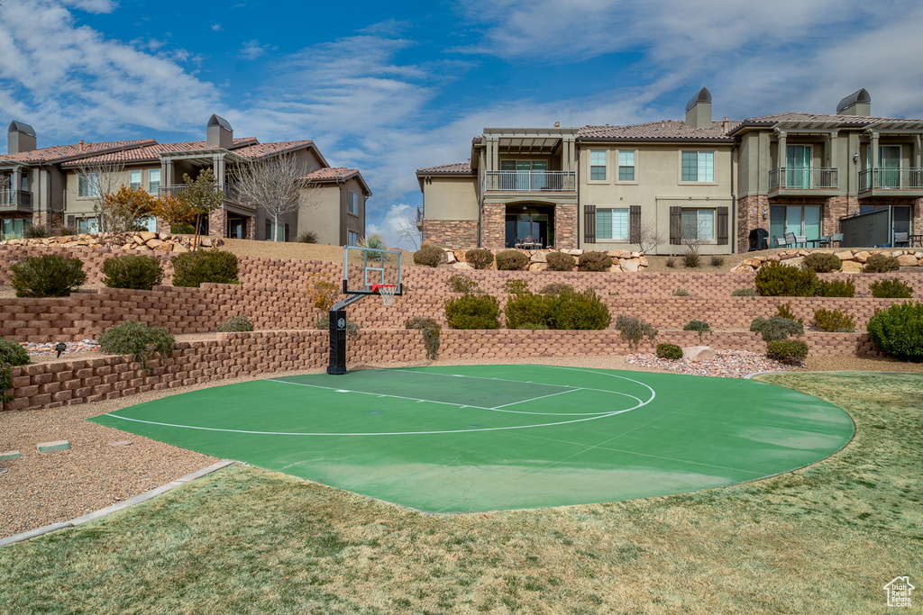 View of basketball court with community basketball court
