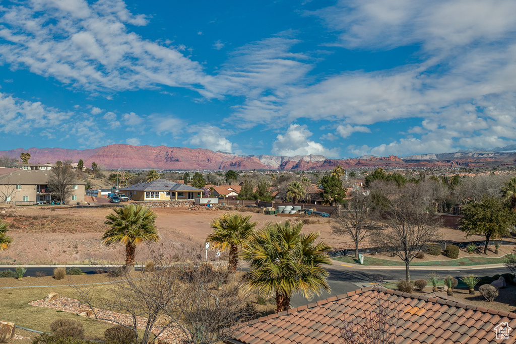 Property view of mountains featuring a residential view