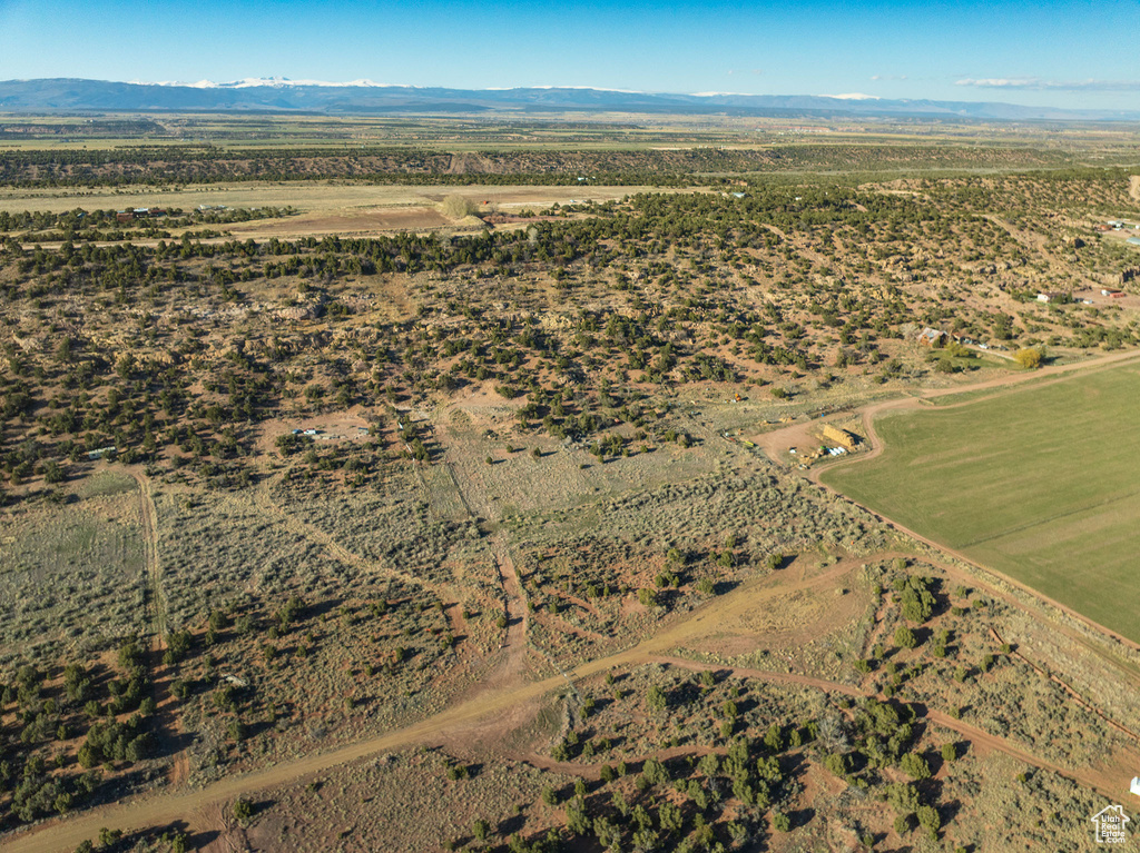 Aerial view with a mountain view and a rural view