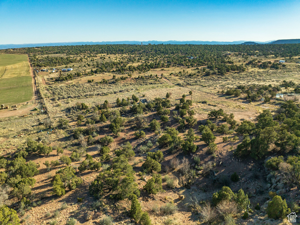 Birds eye view of property with a mountain view and a rural view
