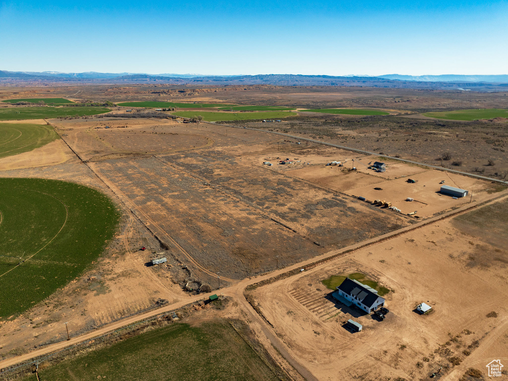 Drone / aerial view featuring a rural view and a mountain view