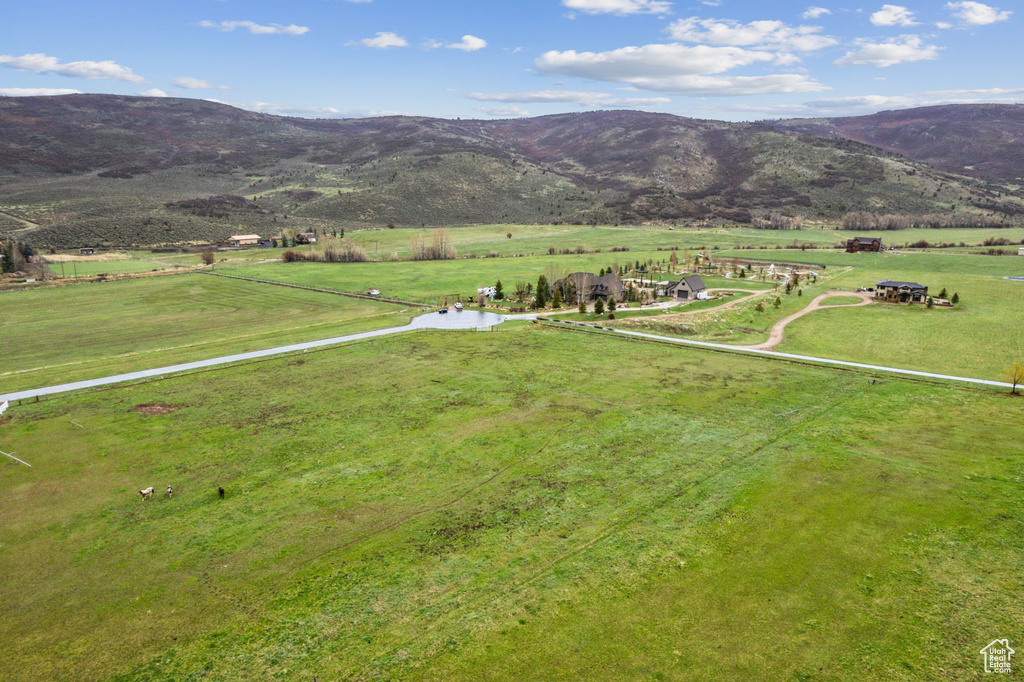 Aerial view with a rural view and a mountain view