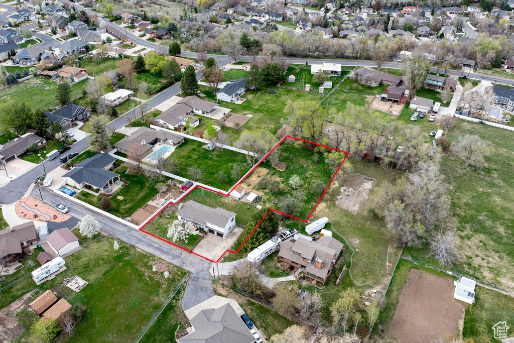 Bird\'s eye view featuring a residential view