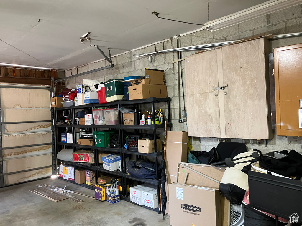 Storage room with a garage