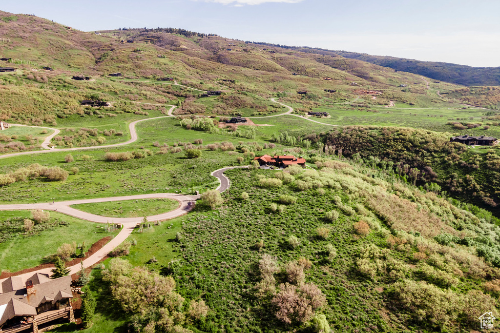 Aerial view of a mountain backdrop