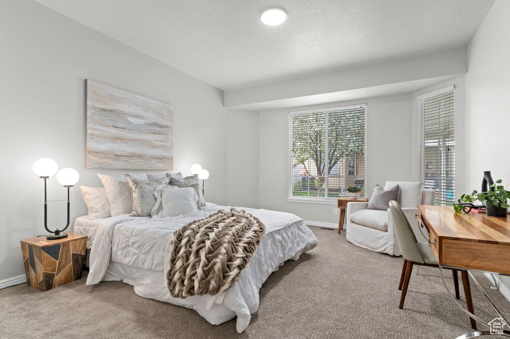 Bedroom featuring baseboards and carpet