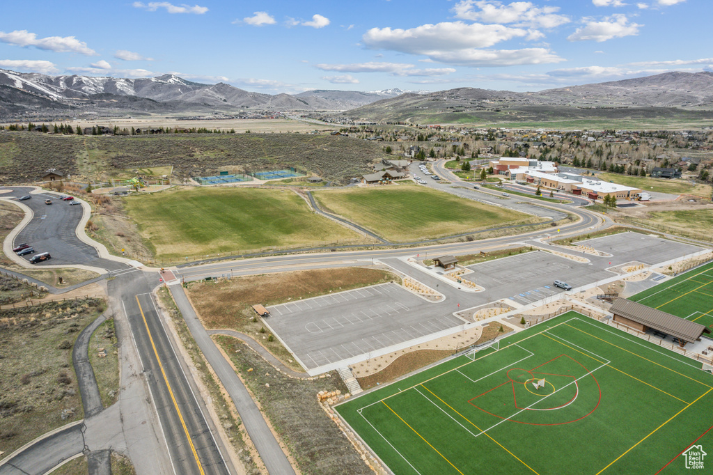 Bird\'s eye view featuring a mountain view