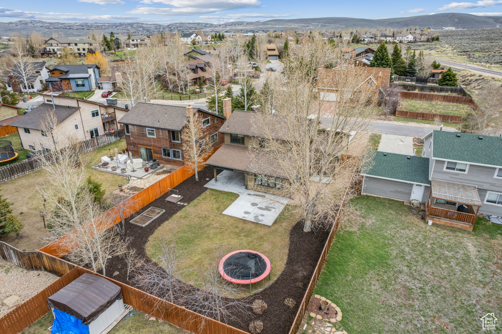 Aerial view with a mountain view and a residential view