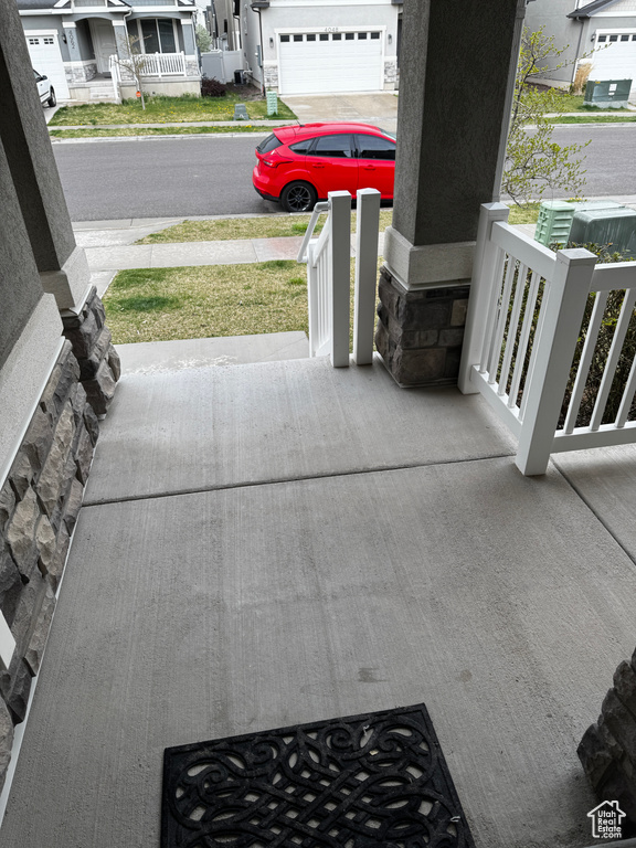 View of patio featuring covered porch