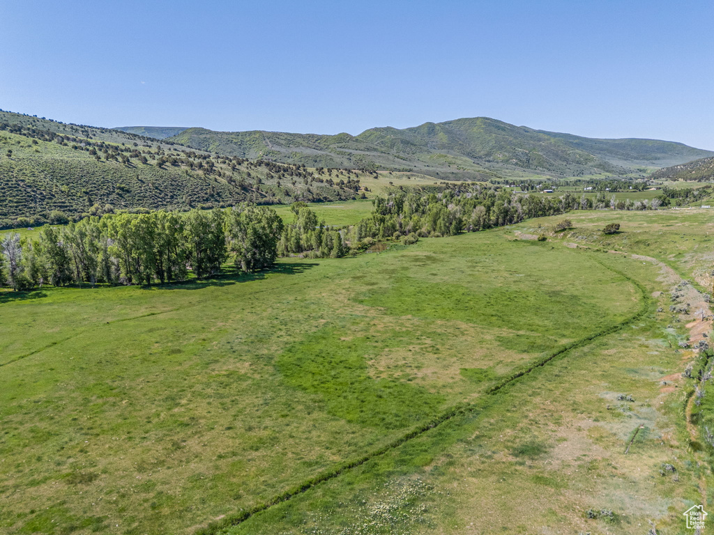 View of mountain background with rural landscape